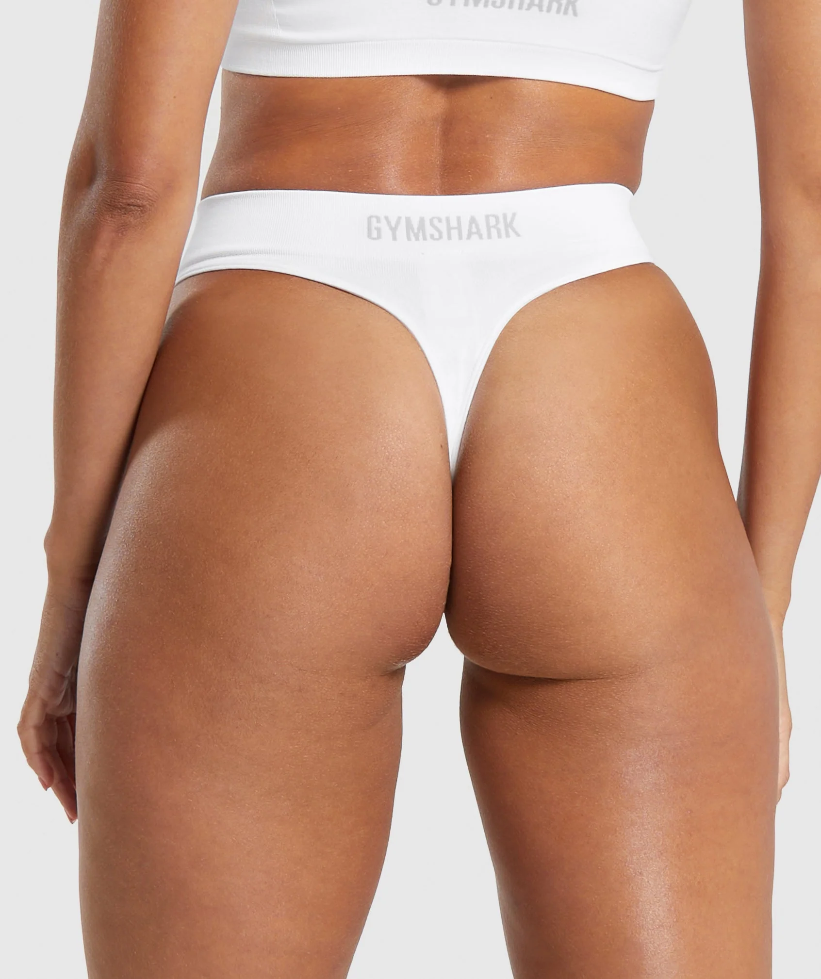Gymshark Seamless High Leg Thong - White