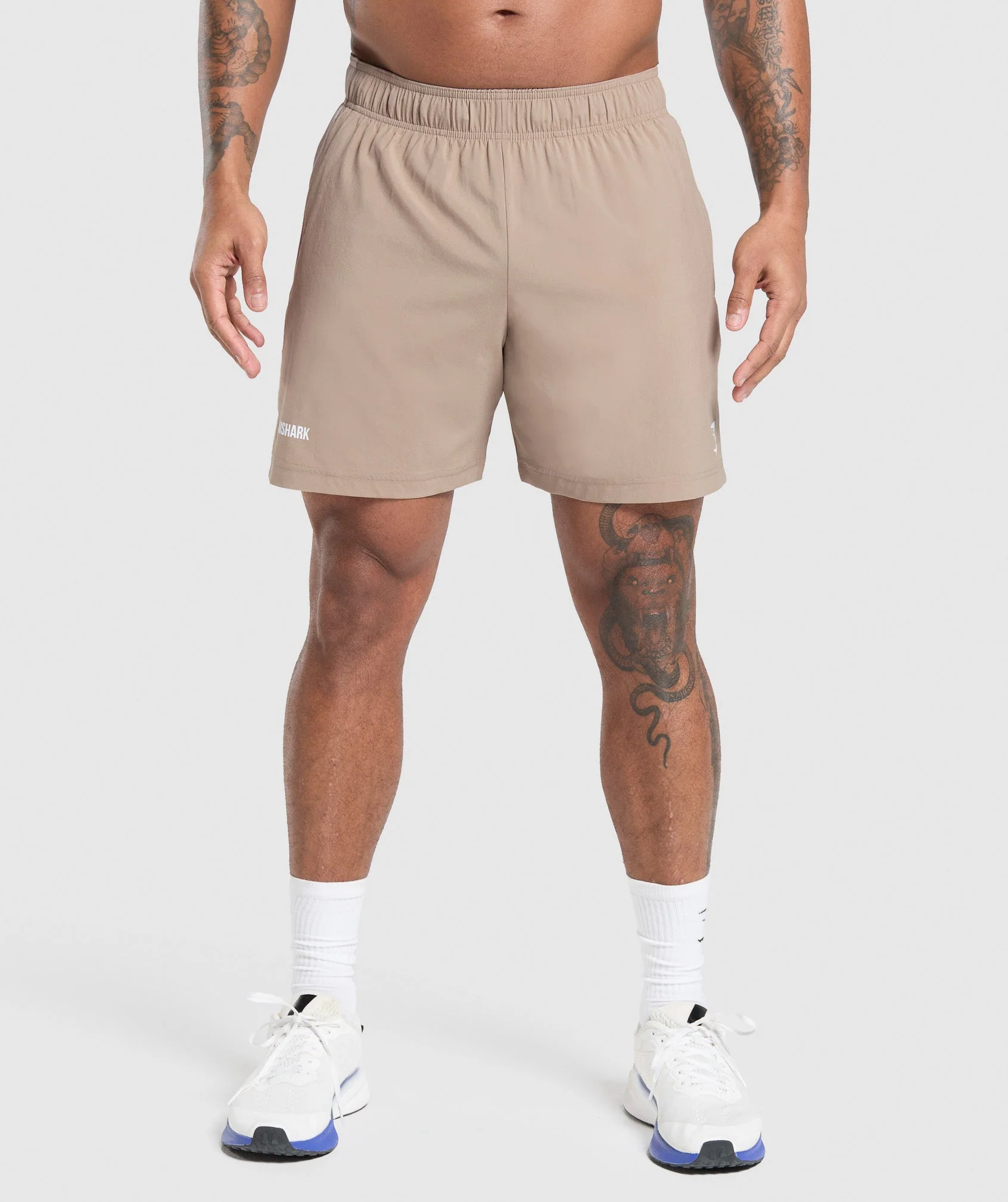 Gymshark Sport Panel 7 Shorts - Cement Brown/Pebble Grey