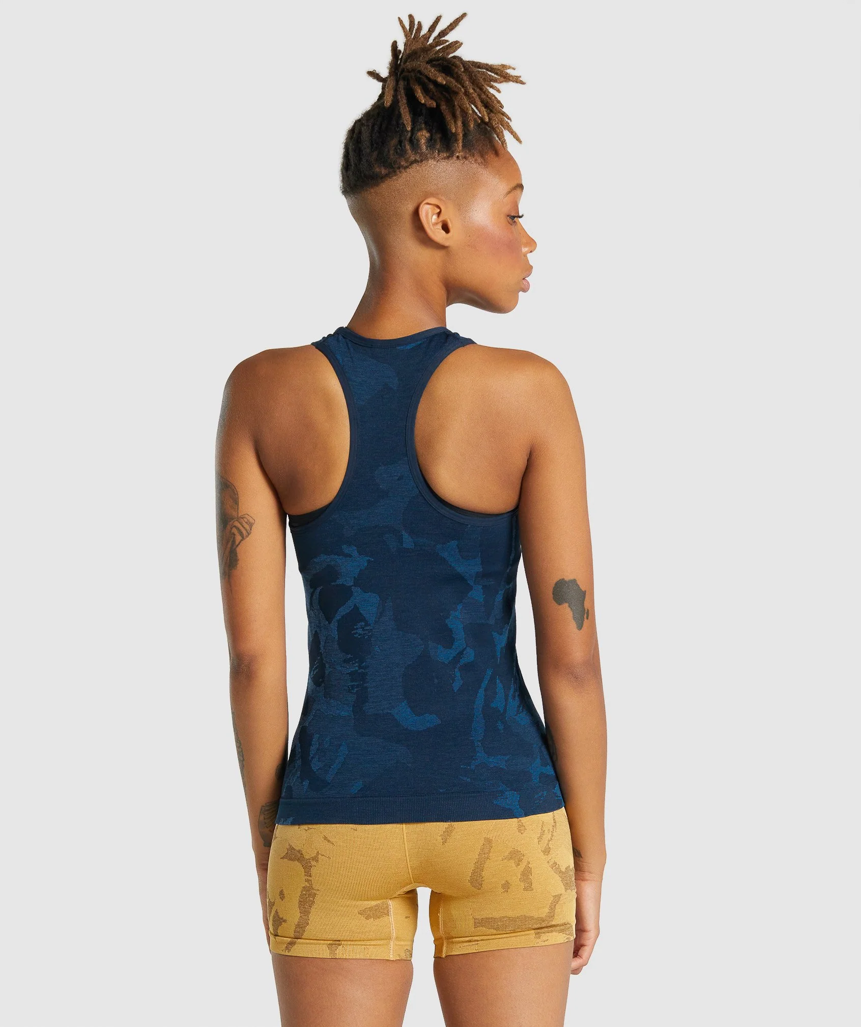Gymshark Adapt Camo Seamless Tank - Savanna | Navy