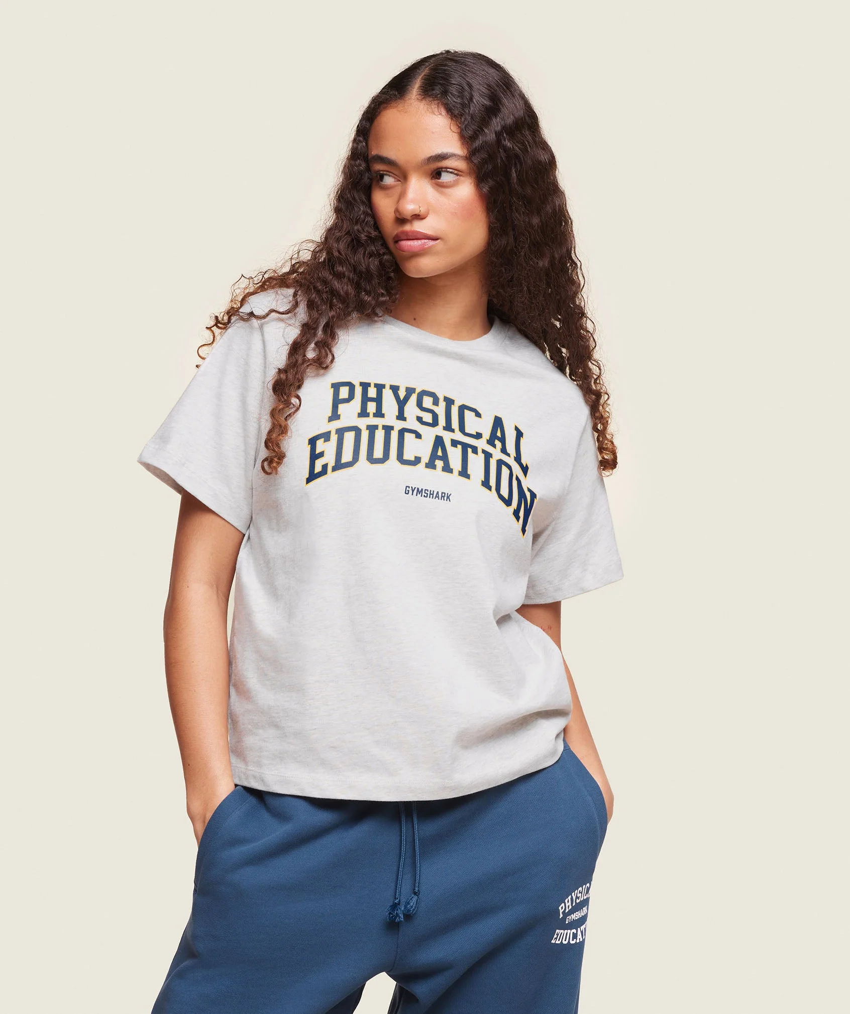 Gymshark Phys Ed T-Shirt - Light Grey Marl