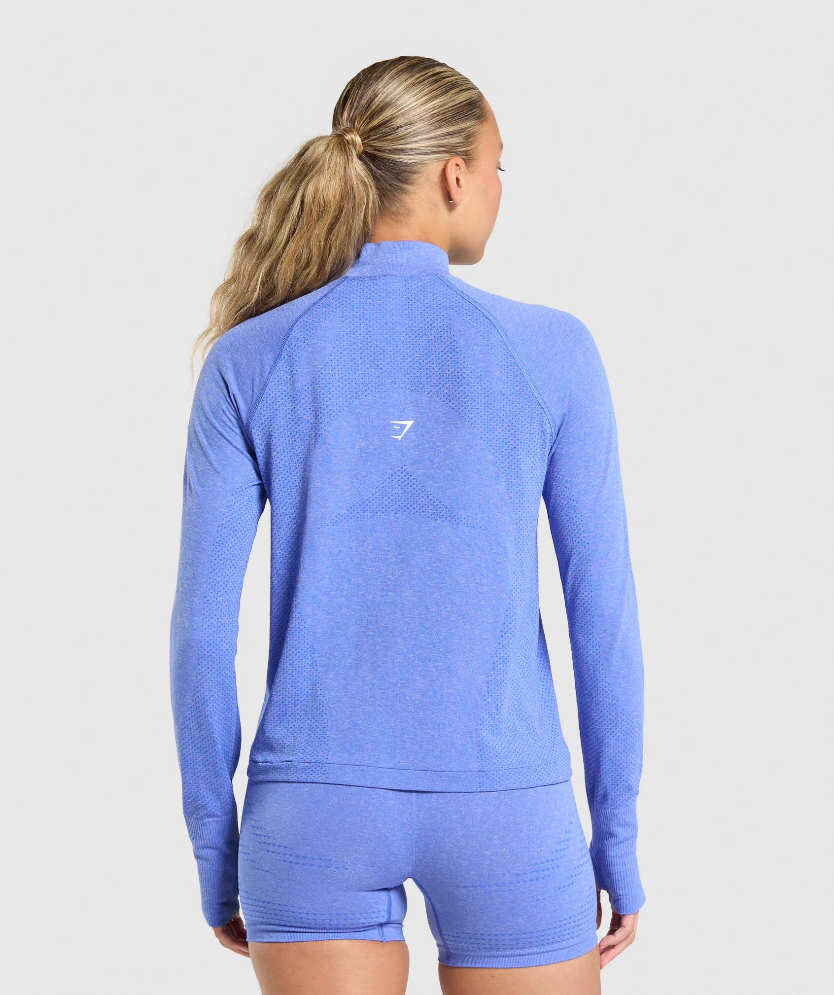 Gymshark Vital Seamless 1/4 Zip Pullover - Lift Blue/ Marl