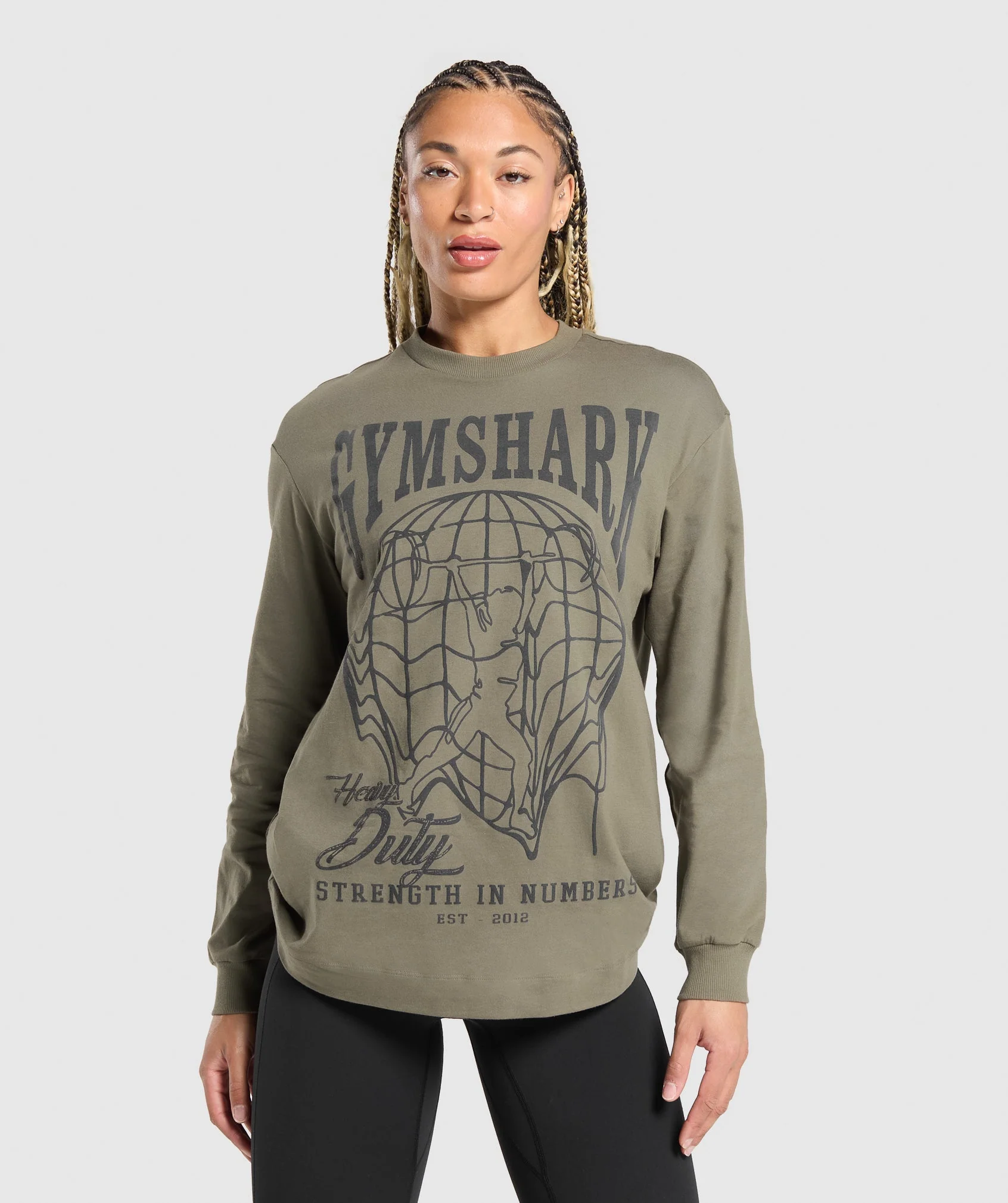 Gymshark Strength In Numbers Long Sleeve Top - Base Green