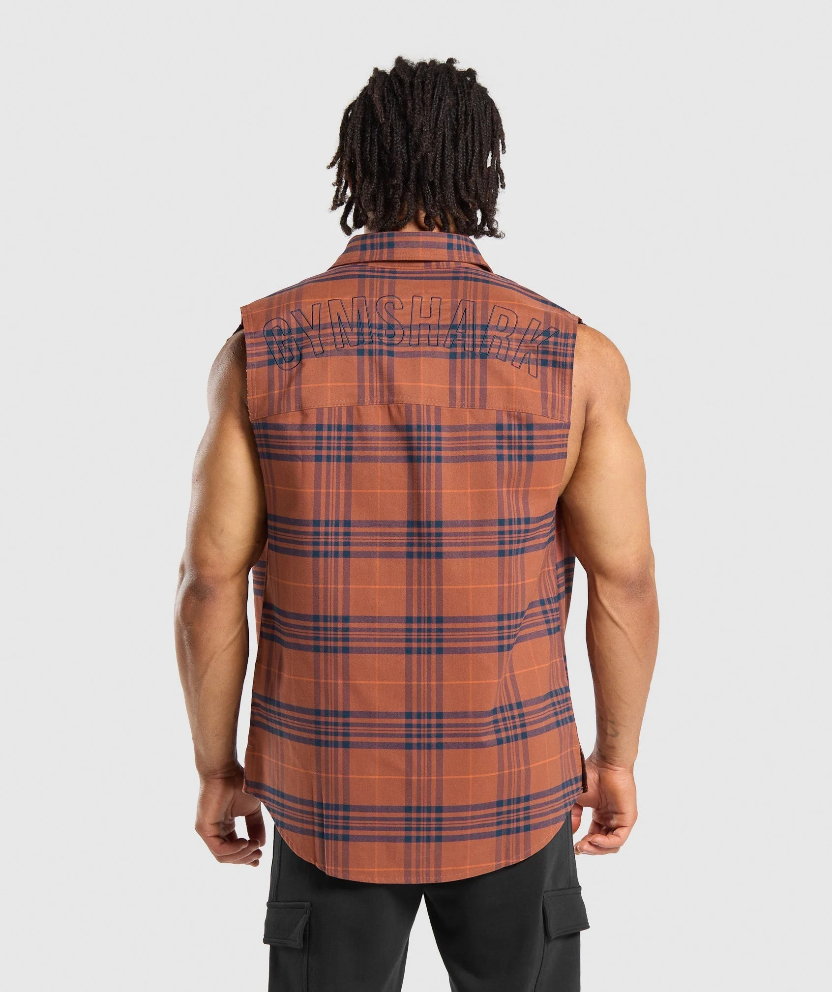 Gymshark Check Sleeveless Shirt - Canyon Brown