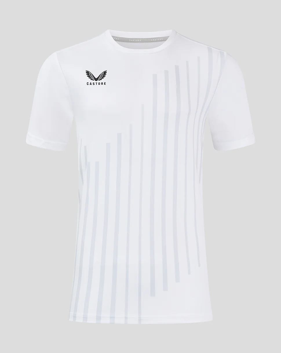 LINEAR PRINTED SS TRAINING TEE - WHITE/ ARCTIC ICE