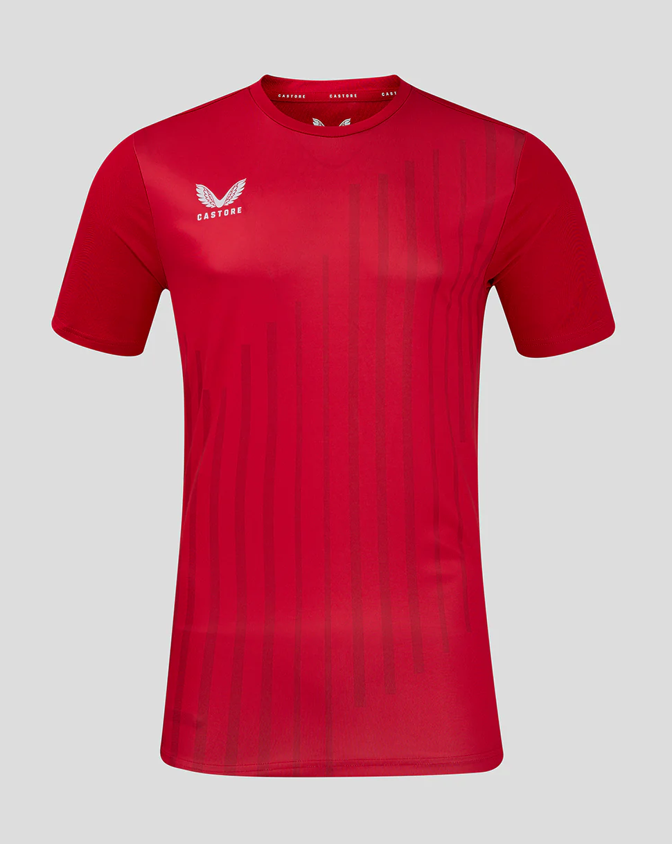 SS LINEAR PRINTED TRAINING TEE 5 - TRUE RED / BARBADOS CHERRY