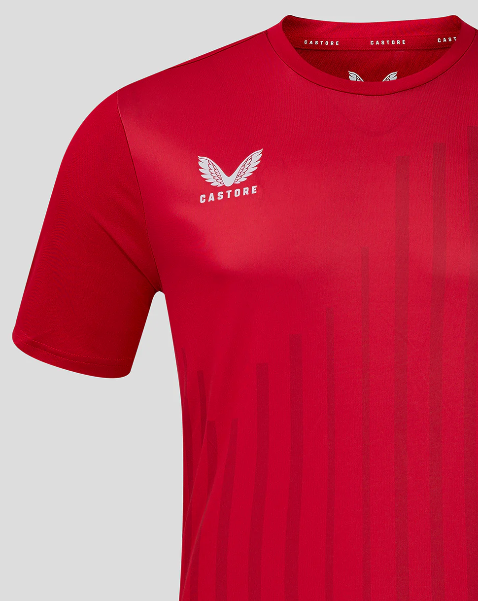 SS LINEAR PRINTED TRAINING TEE 5 - TRUE RED / BARBADOS CHERRY
