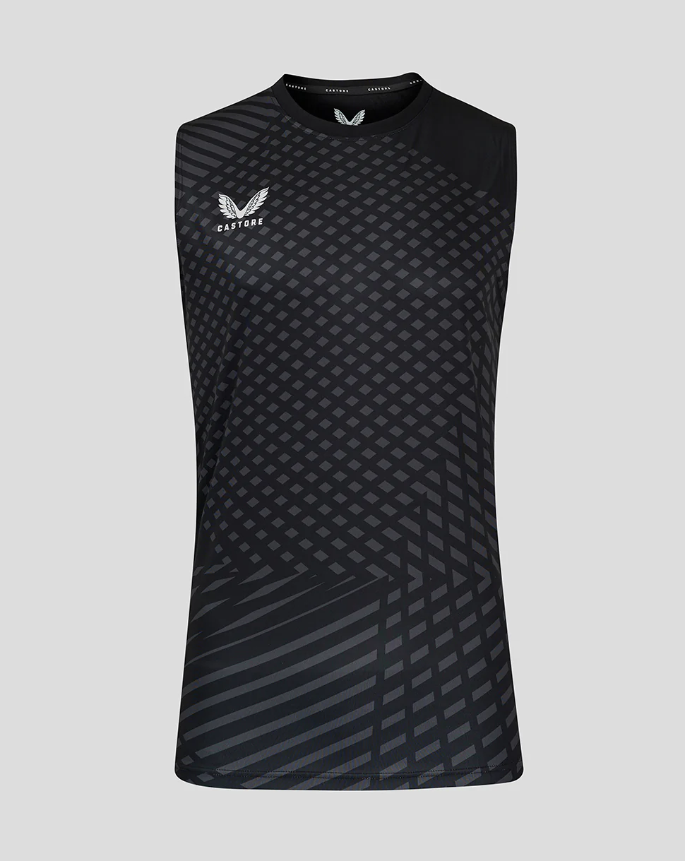 GEOMETRIC PRINTED MENS SINGLET - BLACK / PHANTOM