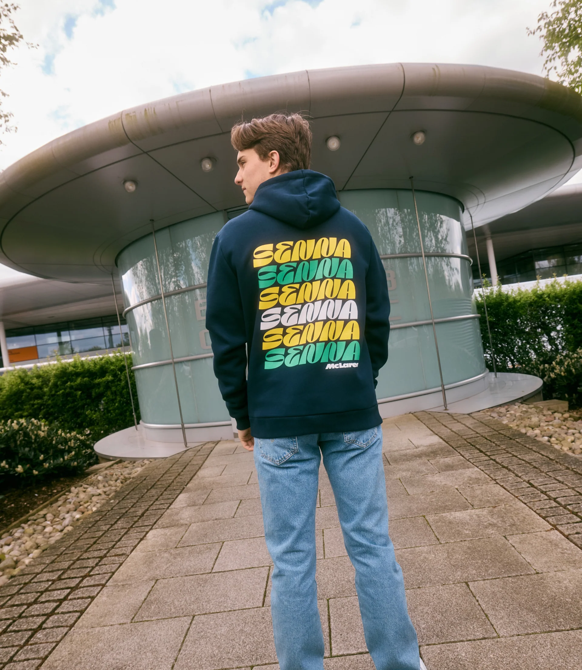 Monaco Senna Script Hoodie - Navy