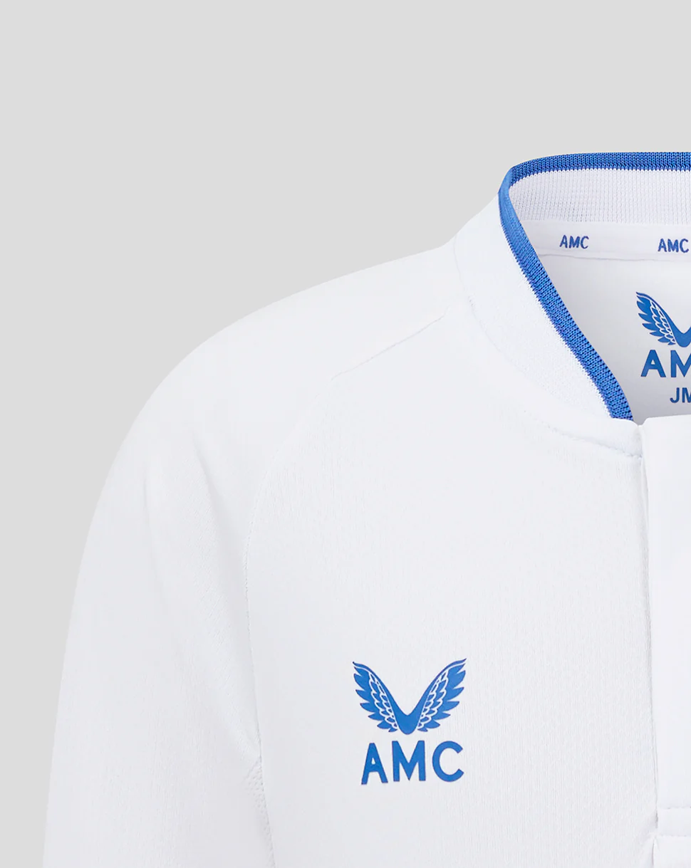 LONG SLEEVE POLO - WHITE/BLUE