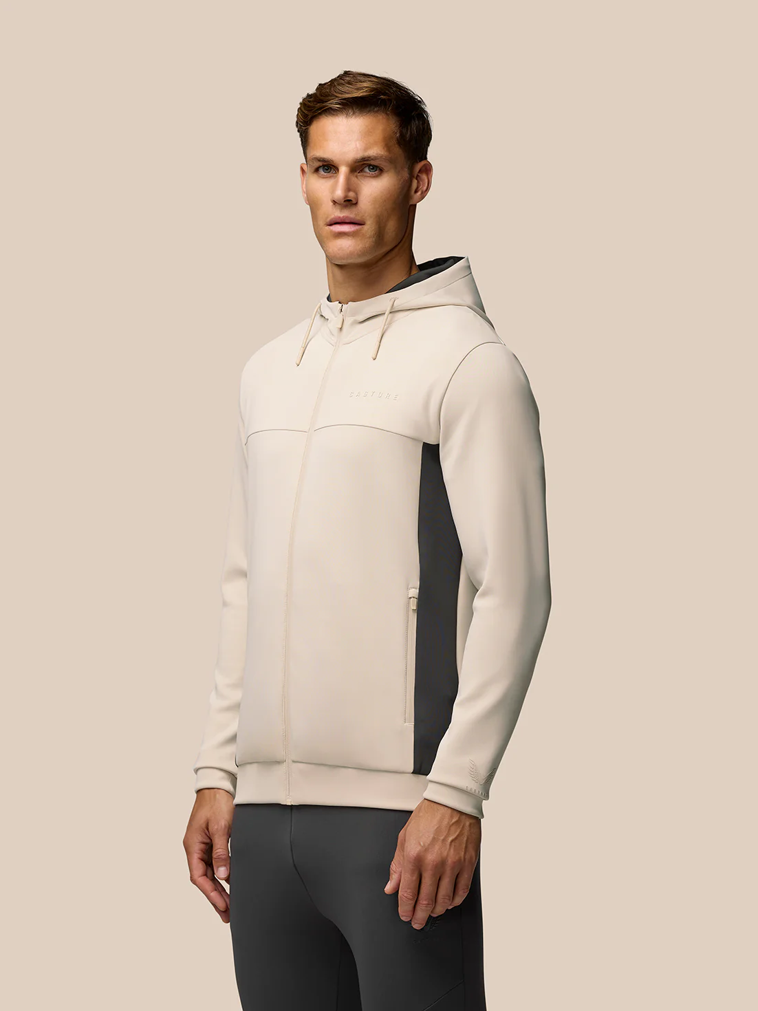 Lightweight Flex Zip-Through Hoodie - Beige