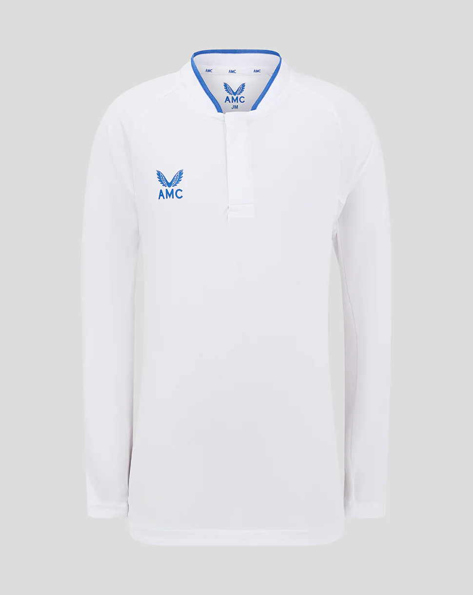 LONG SLEEVE POLO - WHITE/BLUE