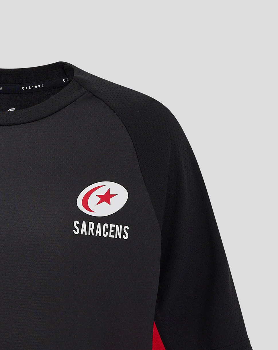 Saracens Junior 24/25 Matchday Short Sleeve Tee - Black/Red
