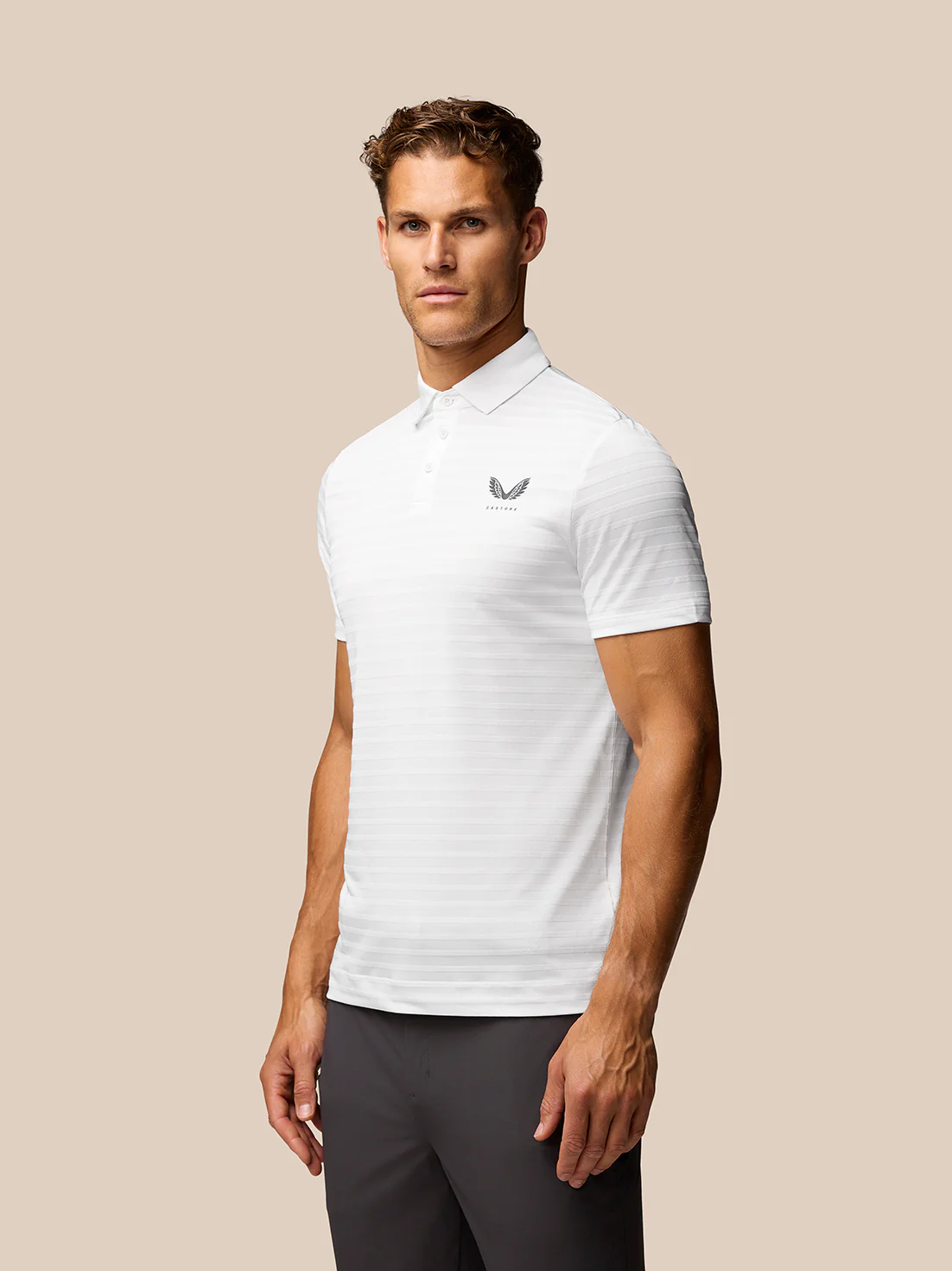 Golf Pinnacle Pique Stripe Polo - White