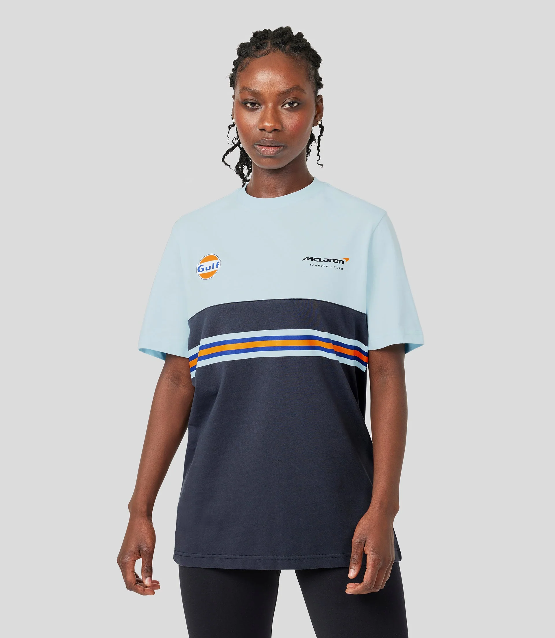 Blue McLaren Gulf Core Printed Stripe T-Shirt