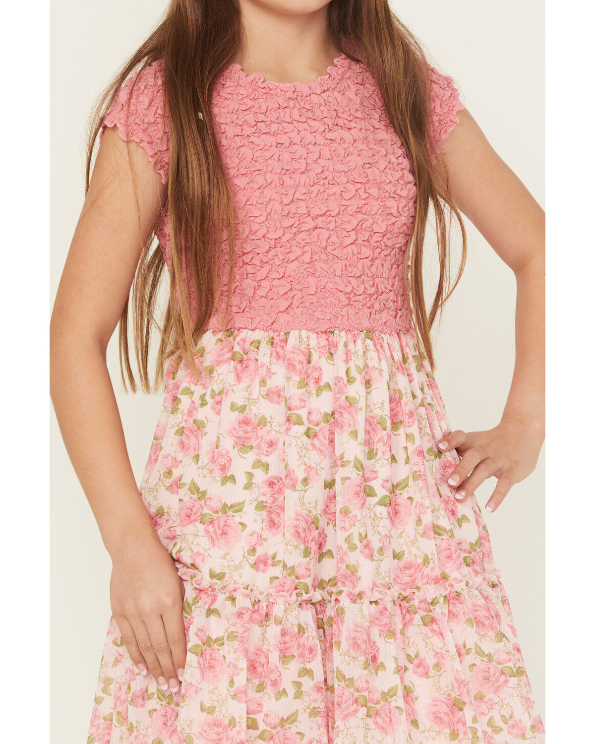 Sugar California Girls' Roses Sleeveless Ruffle Dress