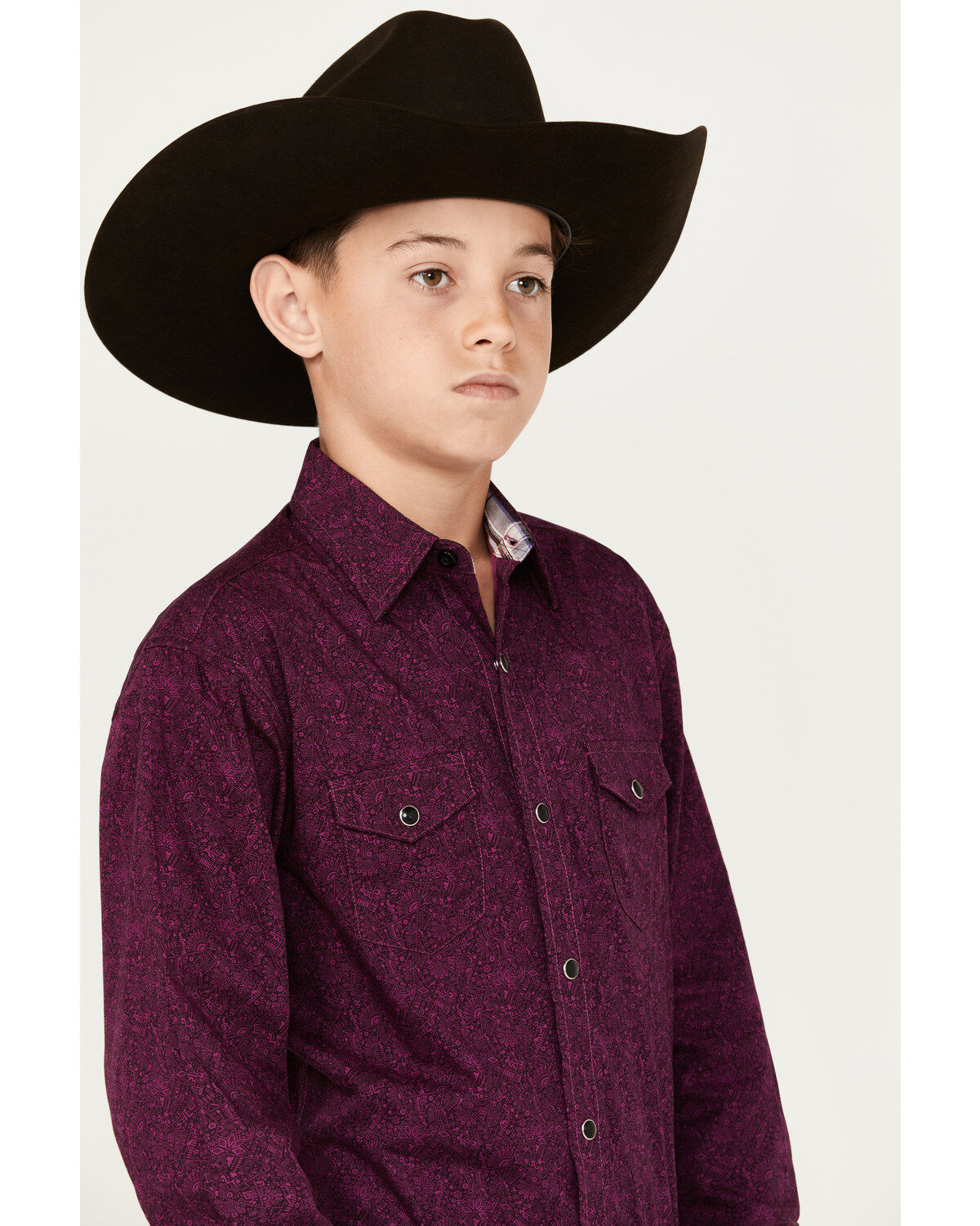 Panhandle Boys' Geo Print Long Sleeve Snap Western Shirt
