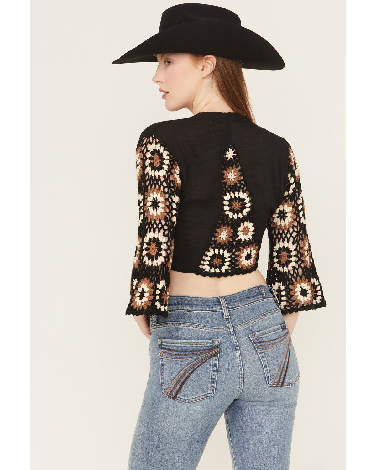 Revel Women's Crochet Tie-Front Long Sleeve Shirt