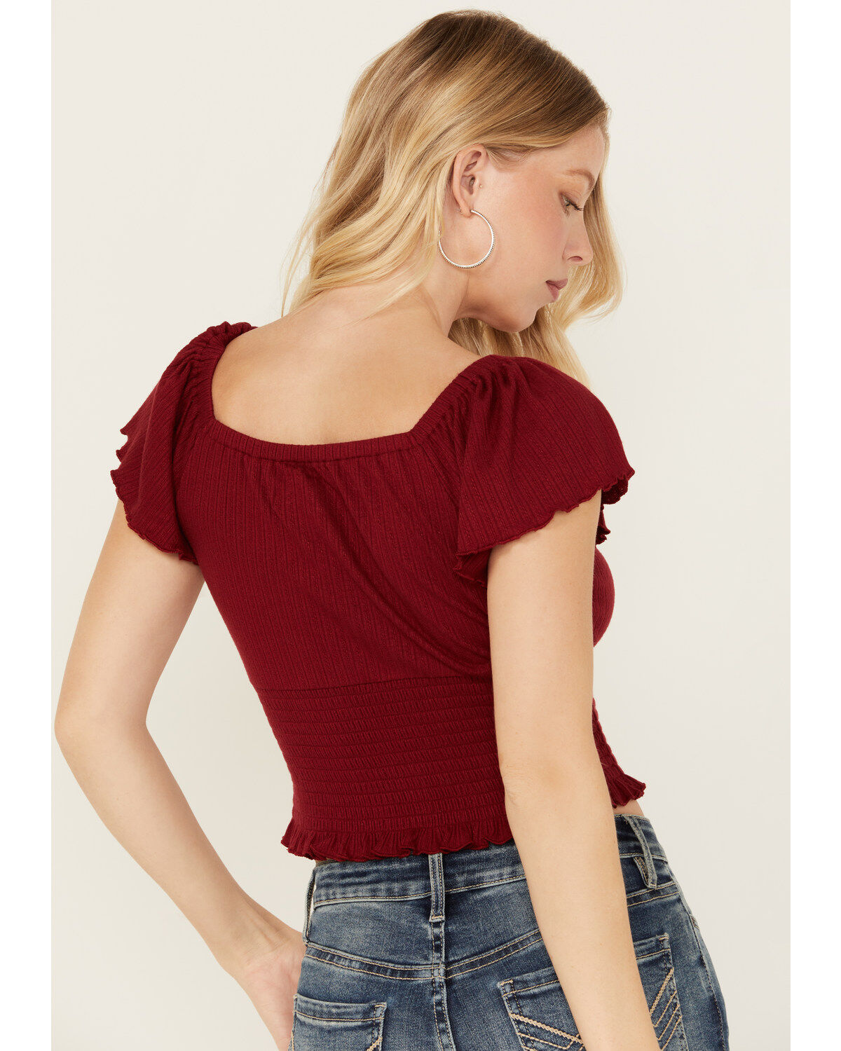 Idyllwind Women's Pointe Flutter Sleeve Smocked Top