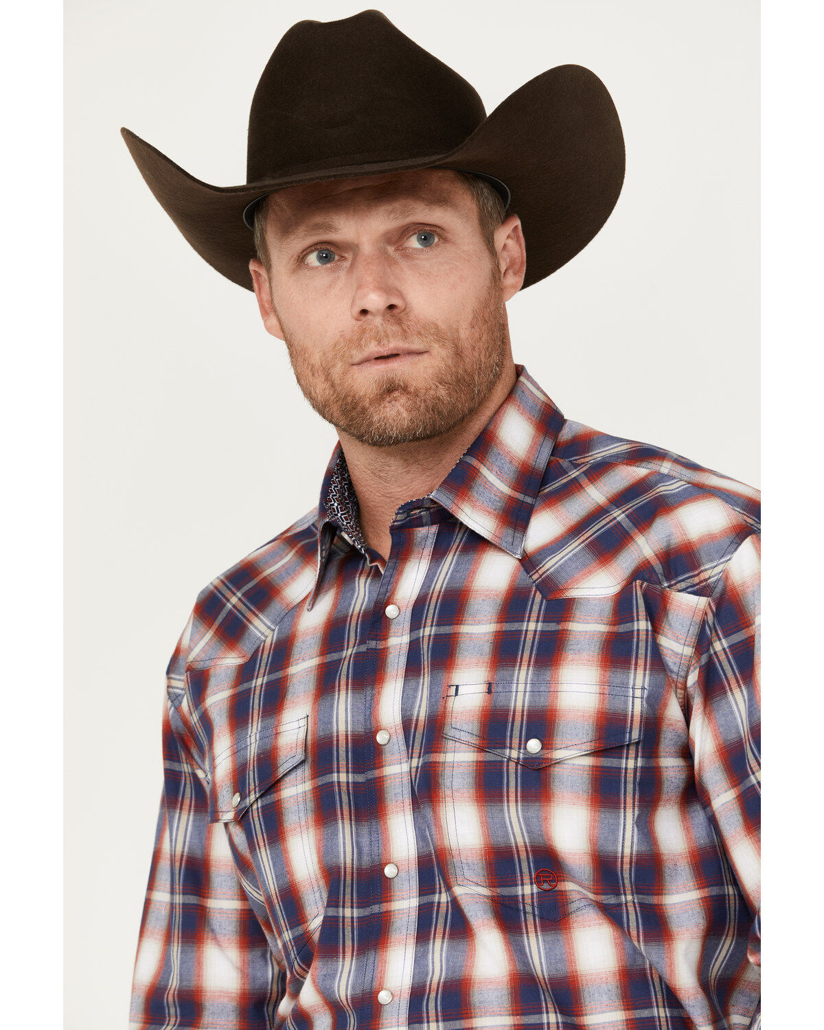 Roper Men's Amarillo Plaid Print Long Sleeve Pearl Snap Western Shirt