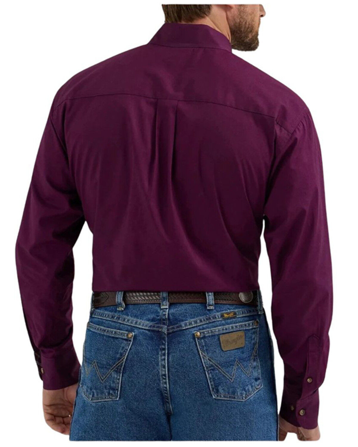 George Strait by Wrangler Men's Solid Long Sleeve Button-Down Stretch Western Shirt - Tall