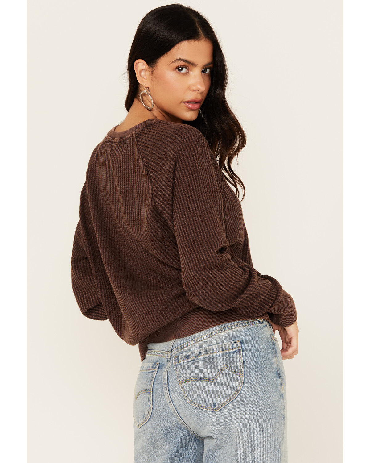 Cleo + Wolf Women's Waffle Knit Long Sleeve Top