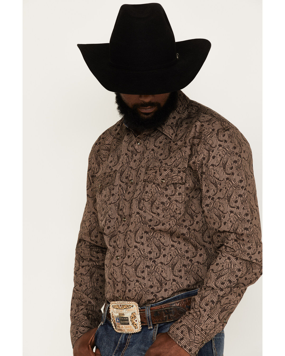 Cody James Men's Linear Paisley Print Long Sleeve Snap Western Shirt