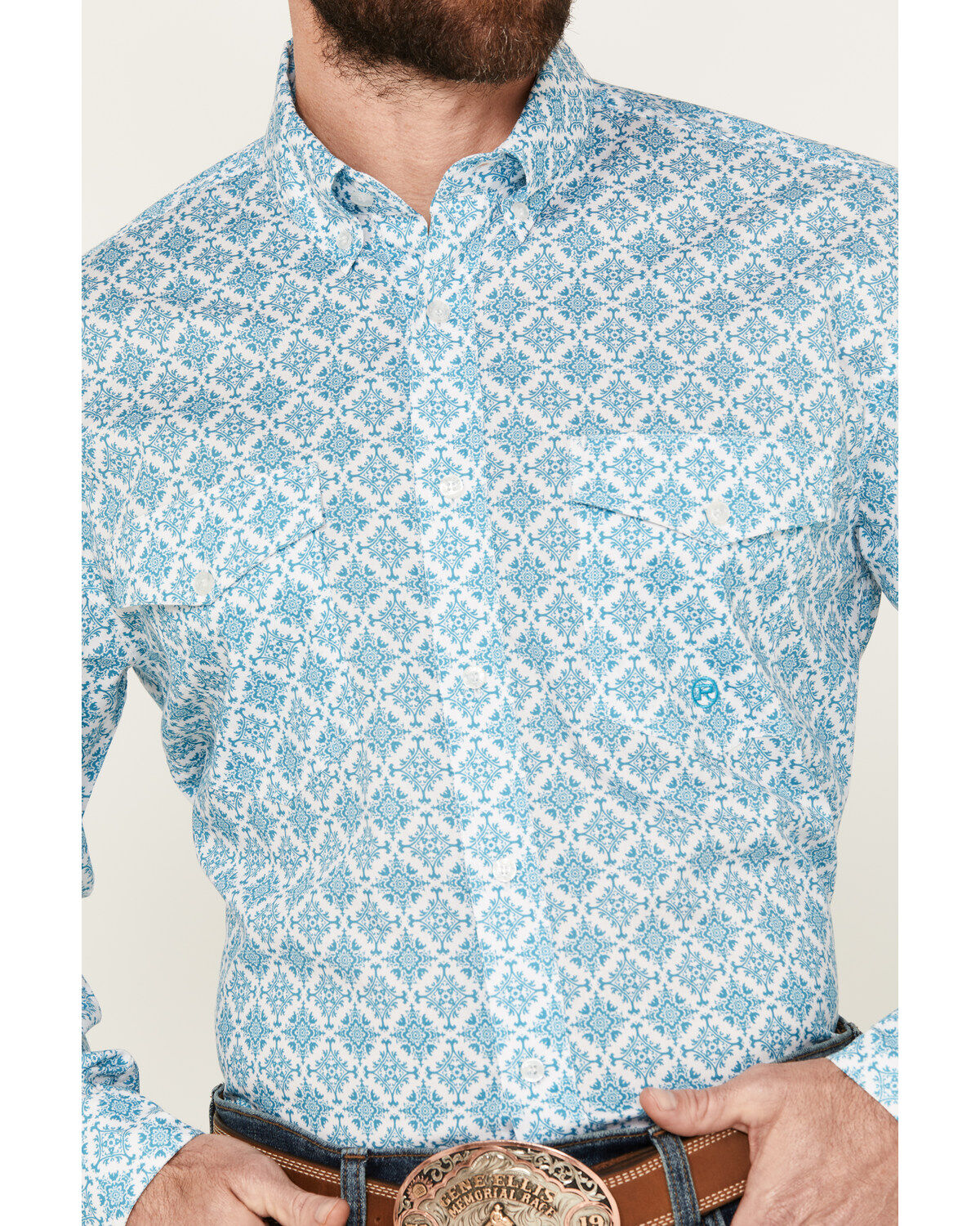 Roper Men's Amarillo Geo Medallion Long Sleeve Button Down Western Shirt