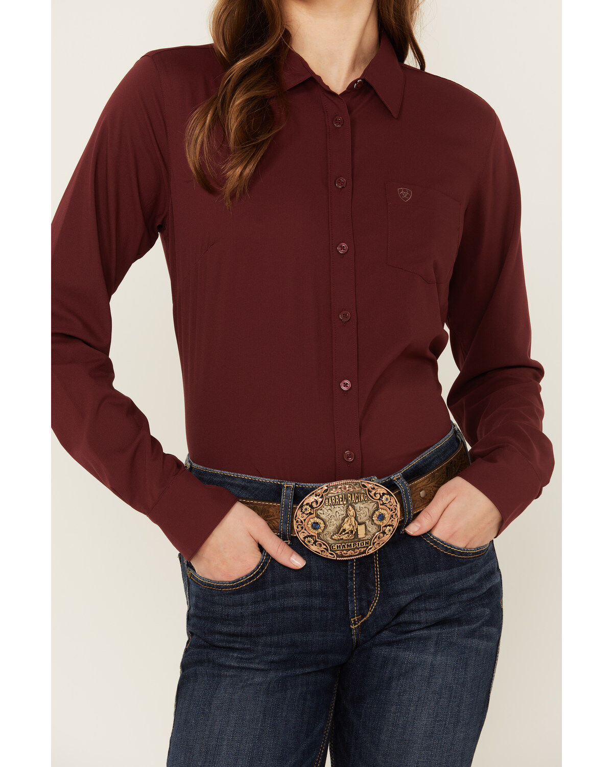 Ariat Women's Solid Long Sleeve Button-Down Performance Western Shirt