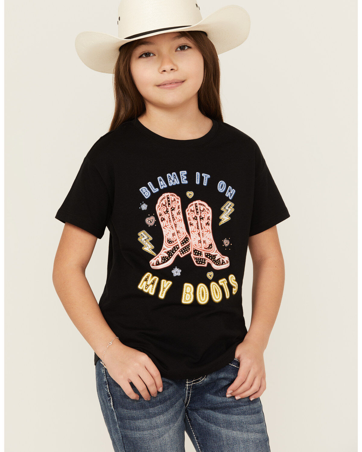 Buttercup Girls' Blame It On My Boots Short Sleeve Graphic Tee