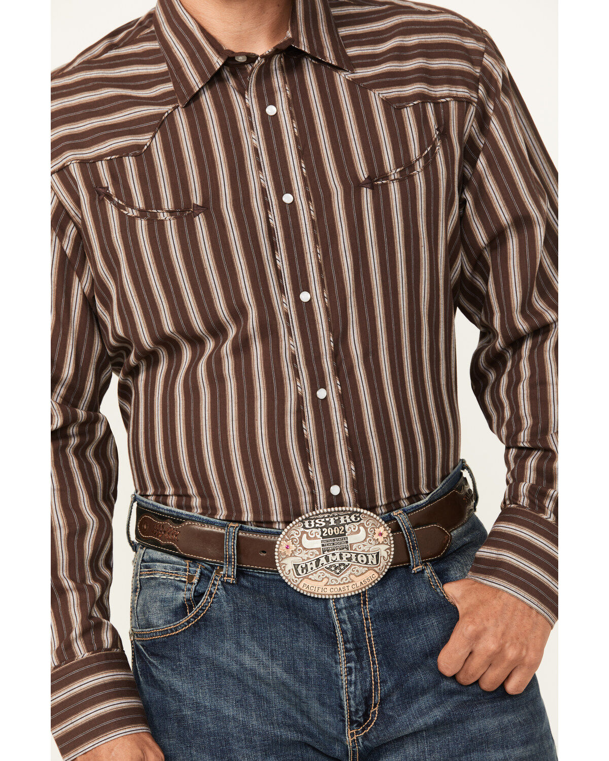 Roper Men's Striped Print Long Sleeve Pearl Snap Western Shirt