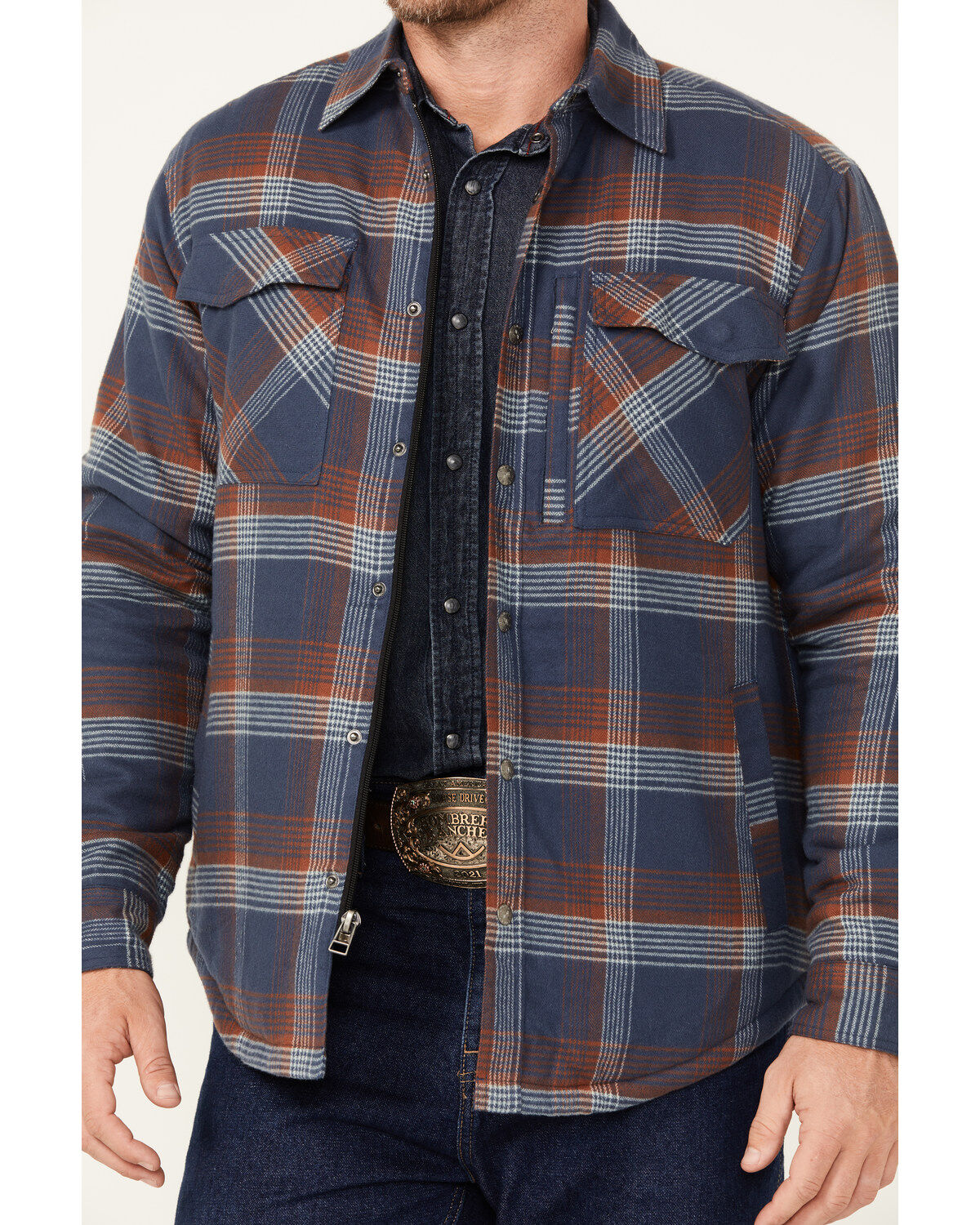 Dakota Grizzly Men's Quilted Tobias Ripstop Plaid Print Snap Flannel Jacket
