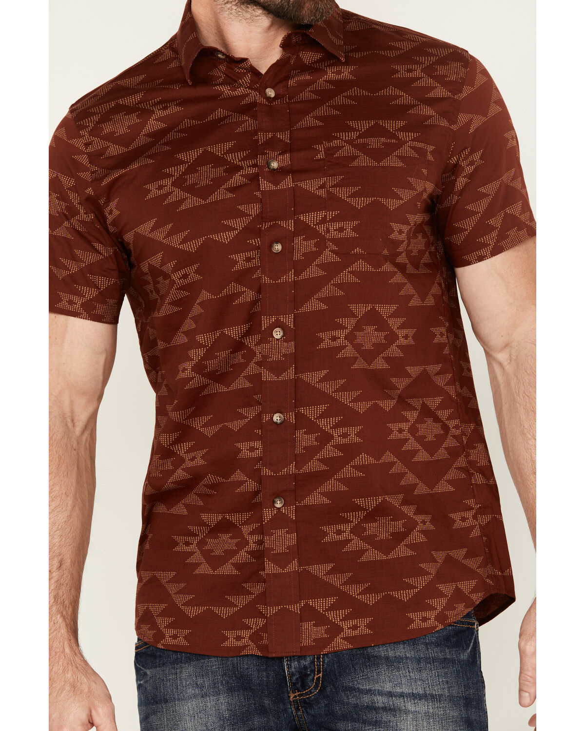 Pendleton Men's Shoreline Tonal Multicolor Print Short Sleeve Button-Down Shirt