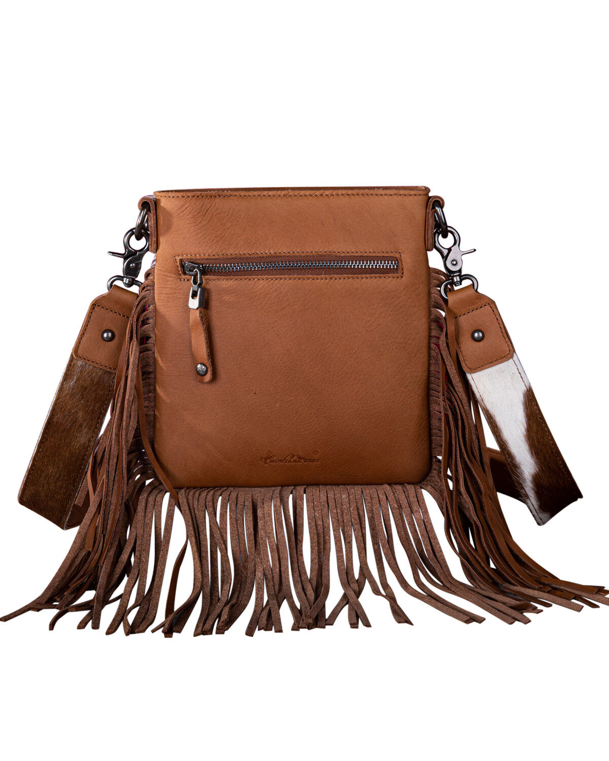 Montana West Women's Genuine Leather Hair-On Fringe Crossbody Bag