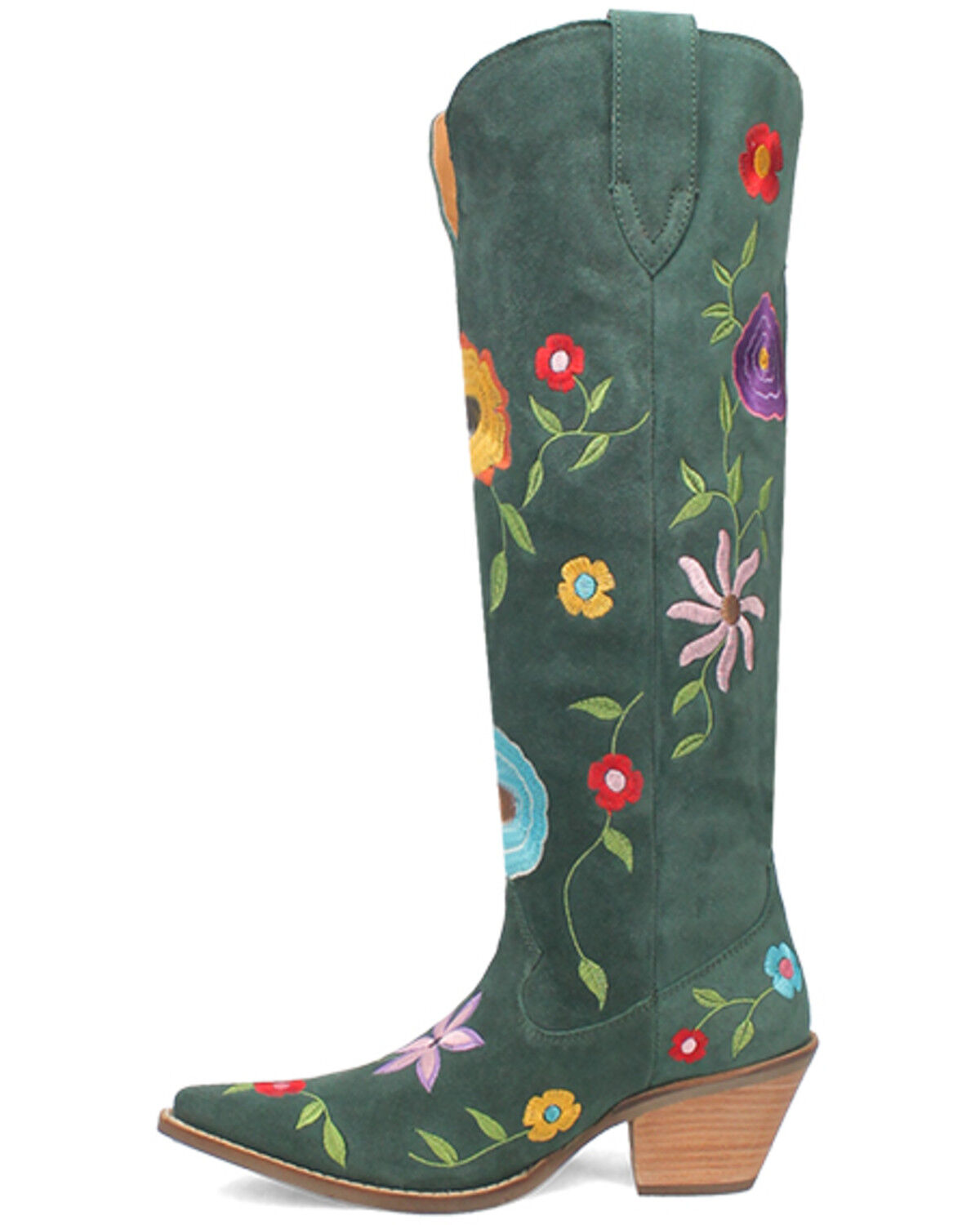 Dingo Women's Flower Power Suede Tall Western Boots - Snip Toe