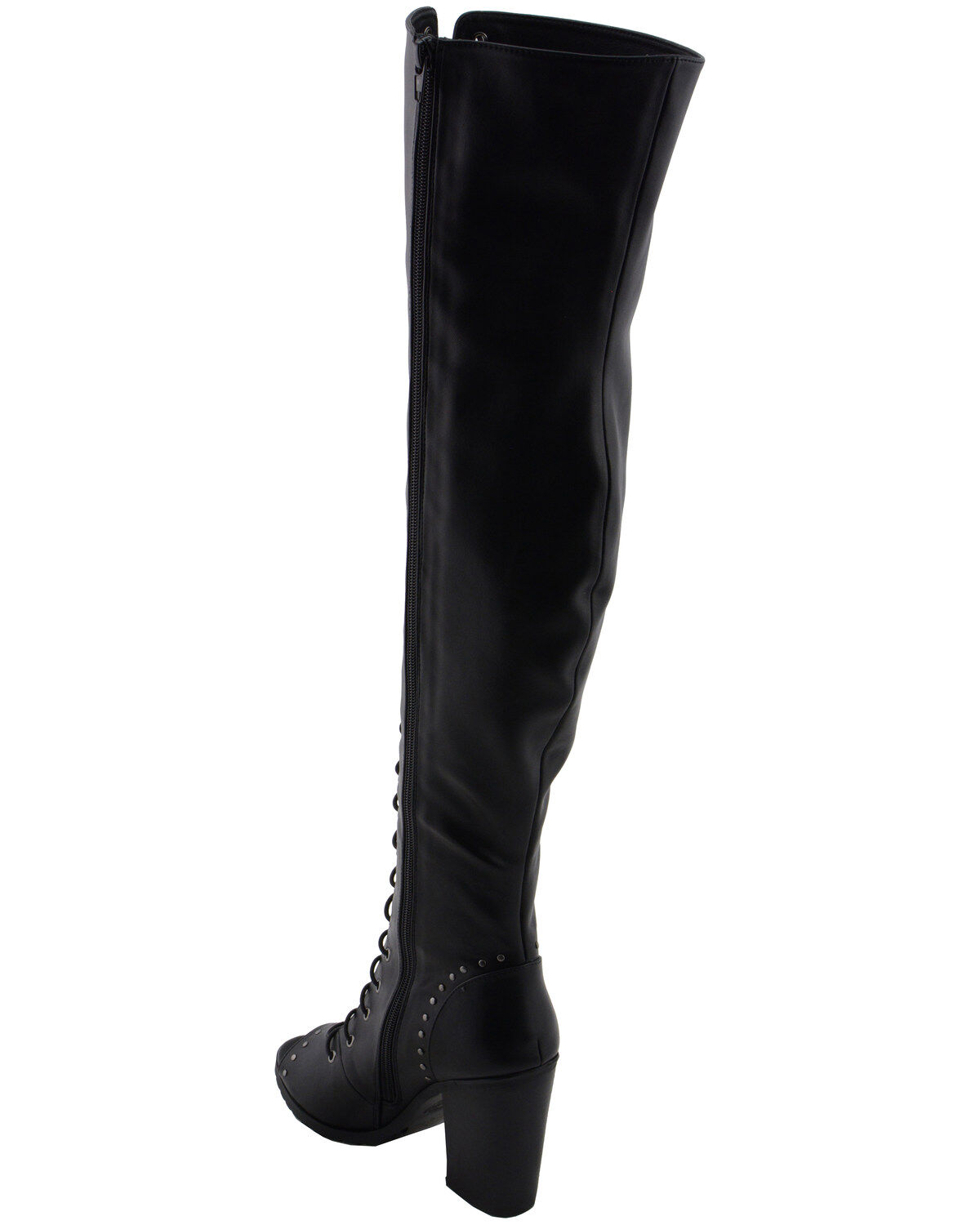 Milwaukee Leather Women's Open Toe Front Knee High Boots - Round Toe