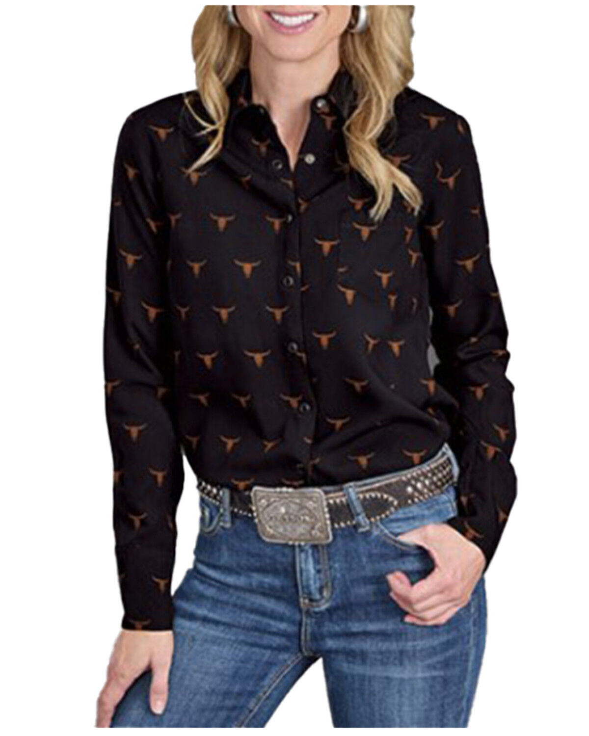 Stetson Women's Mojave Steerhead Printed Long Sleeve Snap Western Shirt