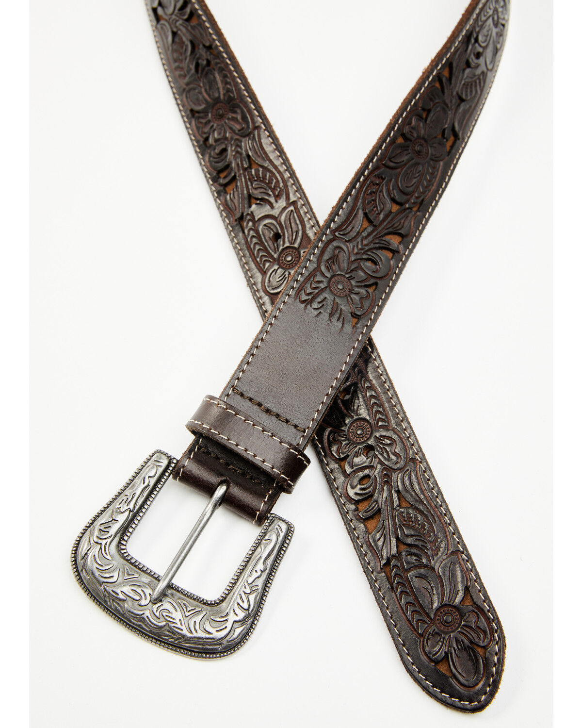 Cody James Men's Cyrus Floral Tooled Leather Belt