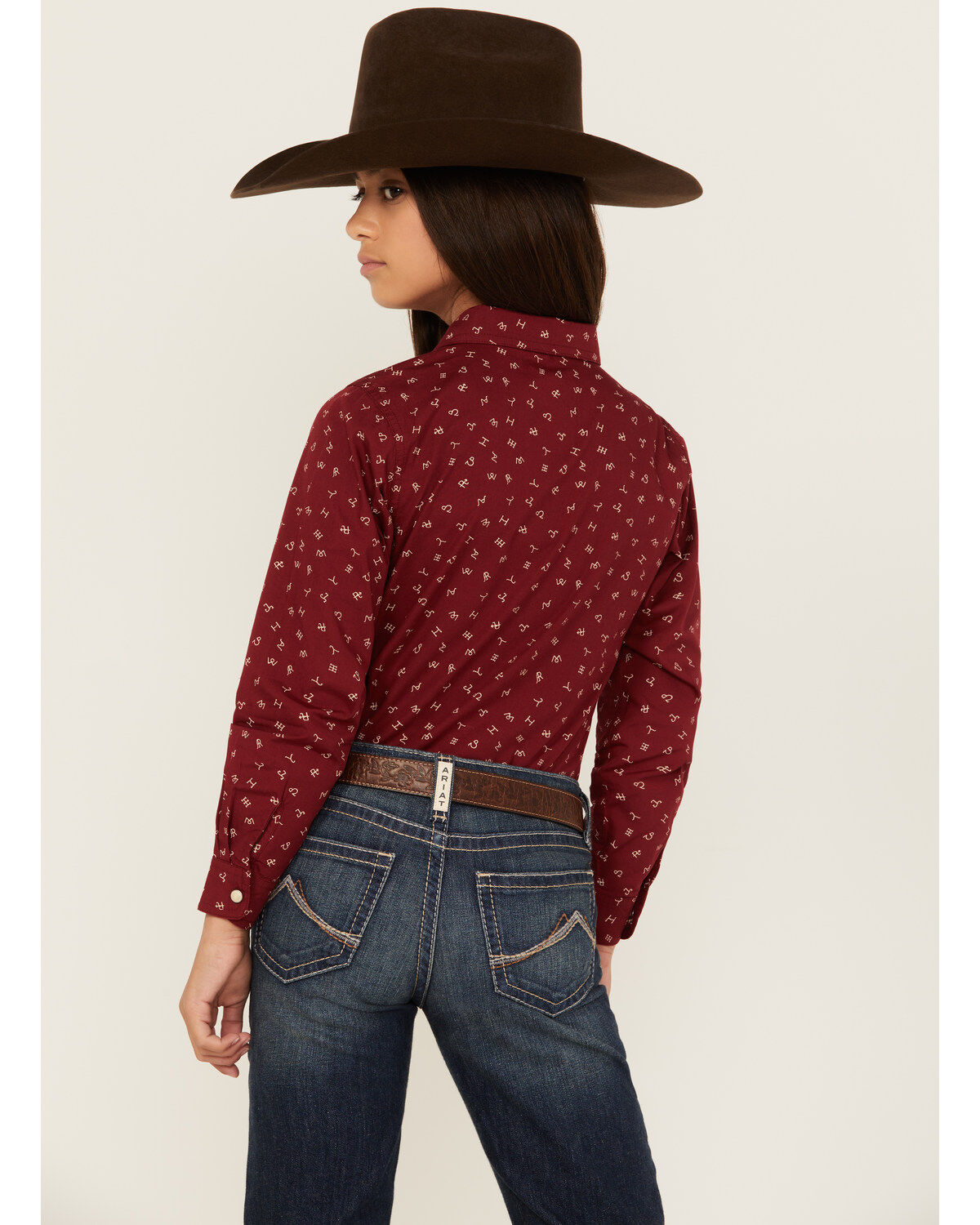 Ariat Girls' Conversation print Long Sleeve Pearl Snap Western Shirt