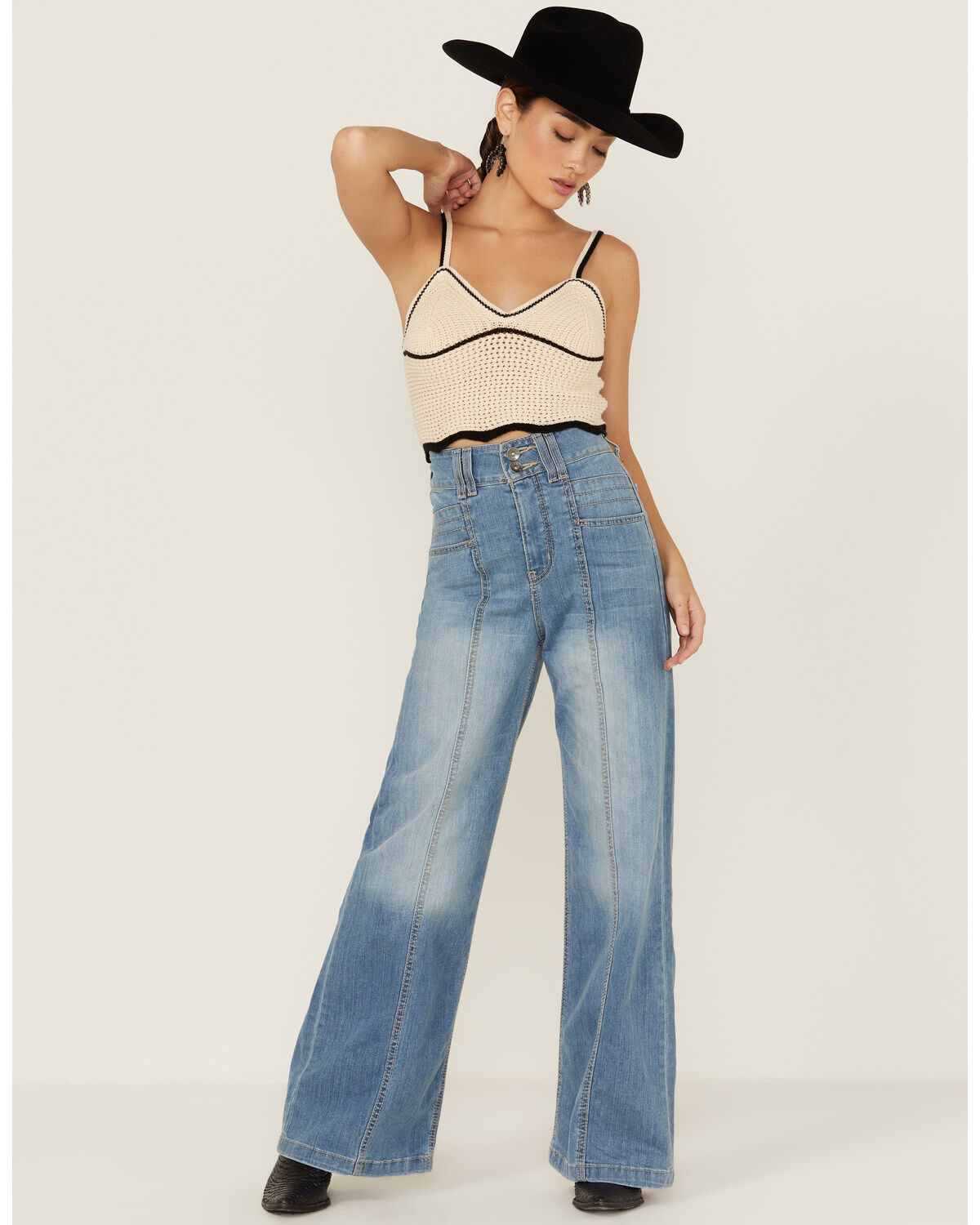 Flying Tomato Women's Contrast Knit Sweater Cami