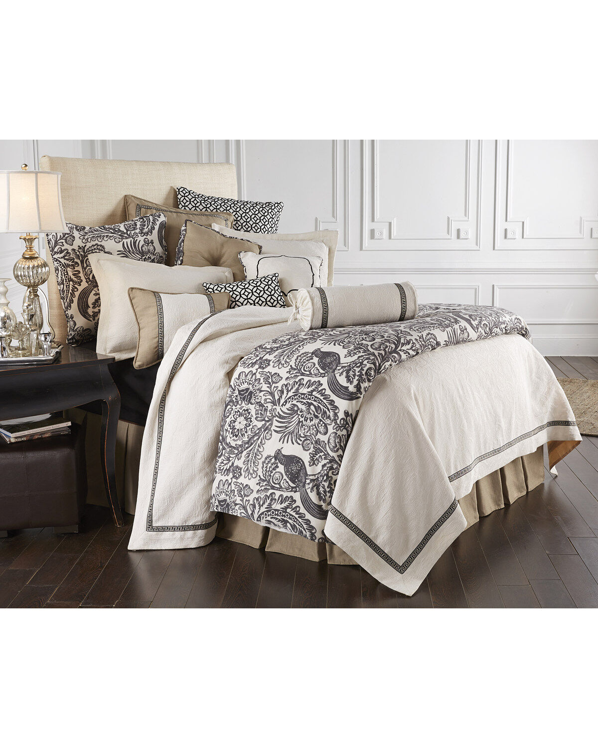 HiEnd Accent Khaki Augusta Four-Piece Bedding Collection, Super Queen