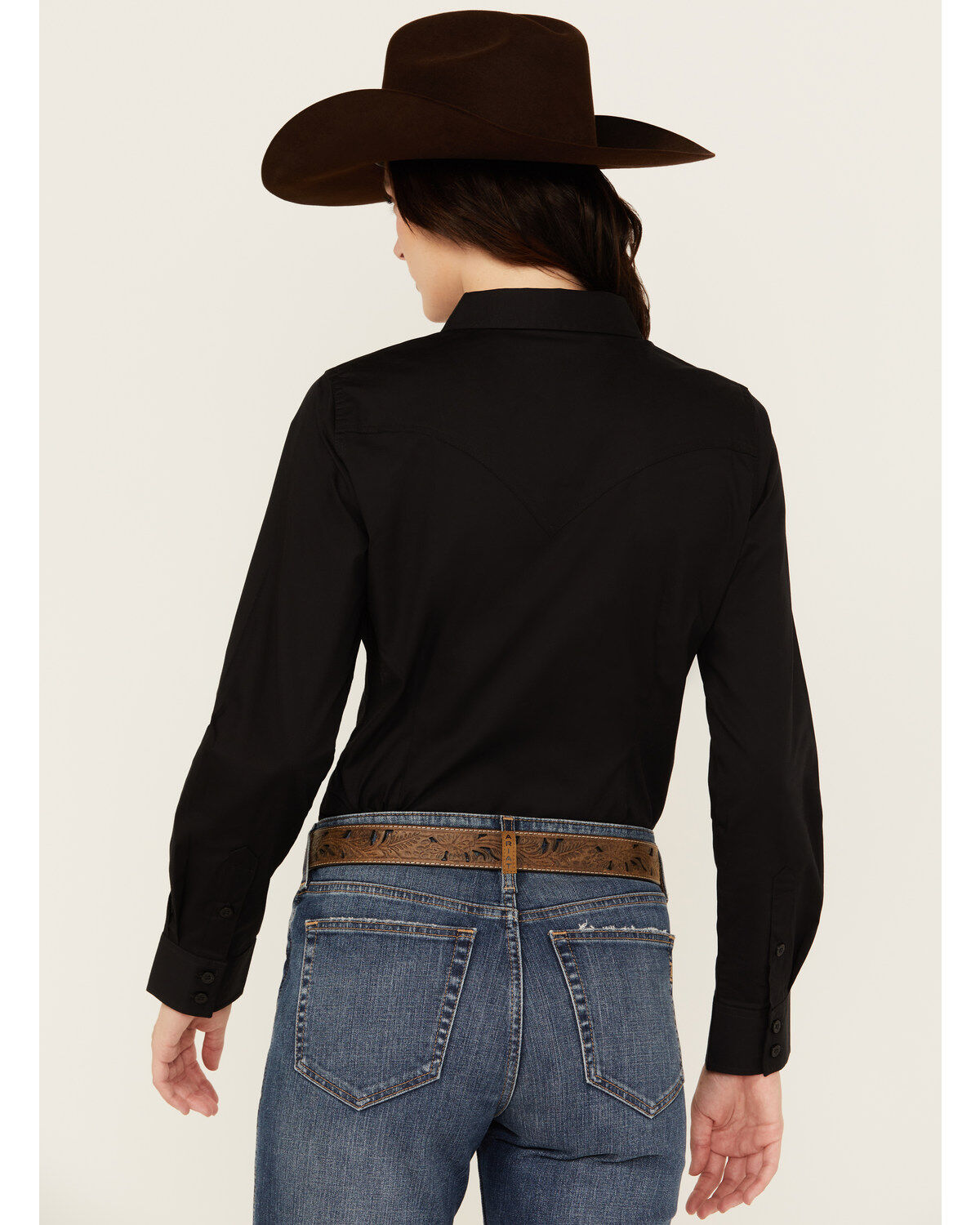 Wrangler Retro Women's Solid Long Sleeve Button-Down Stretch Western Shirt