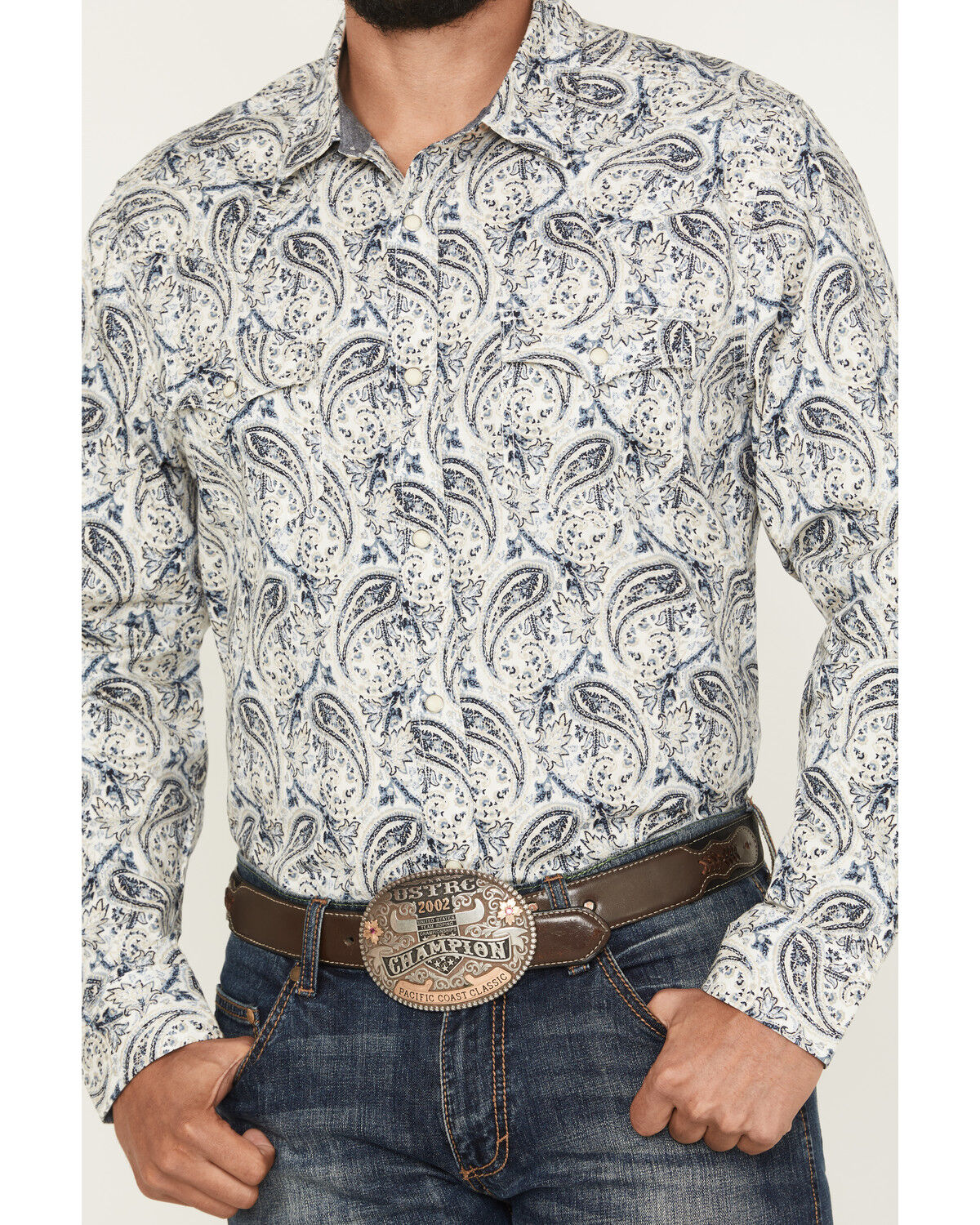 Cody James Men's Rodeo Runway Paisley Print Long Sleeve Snap Shirt