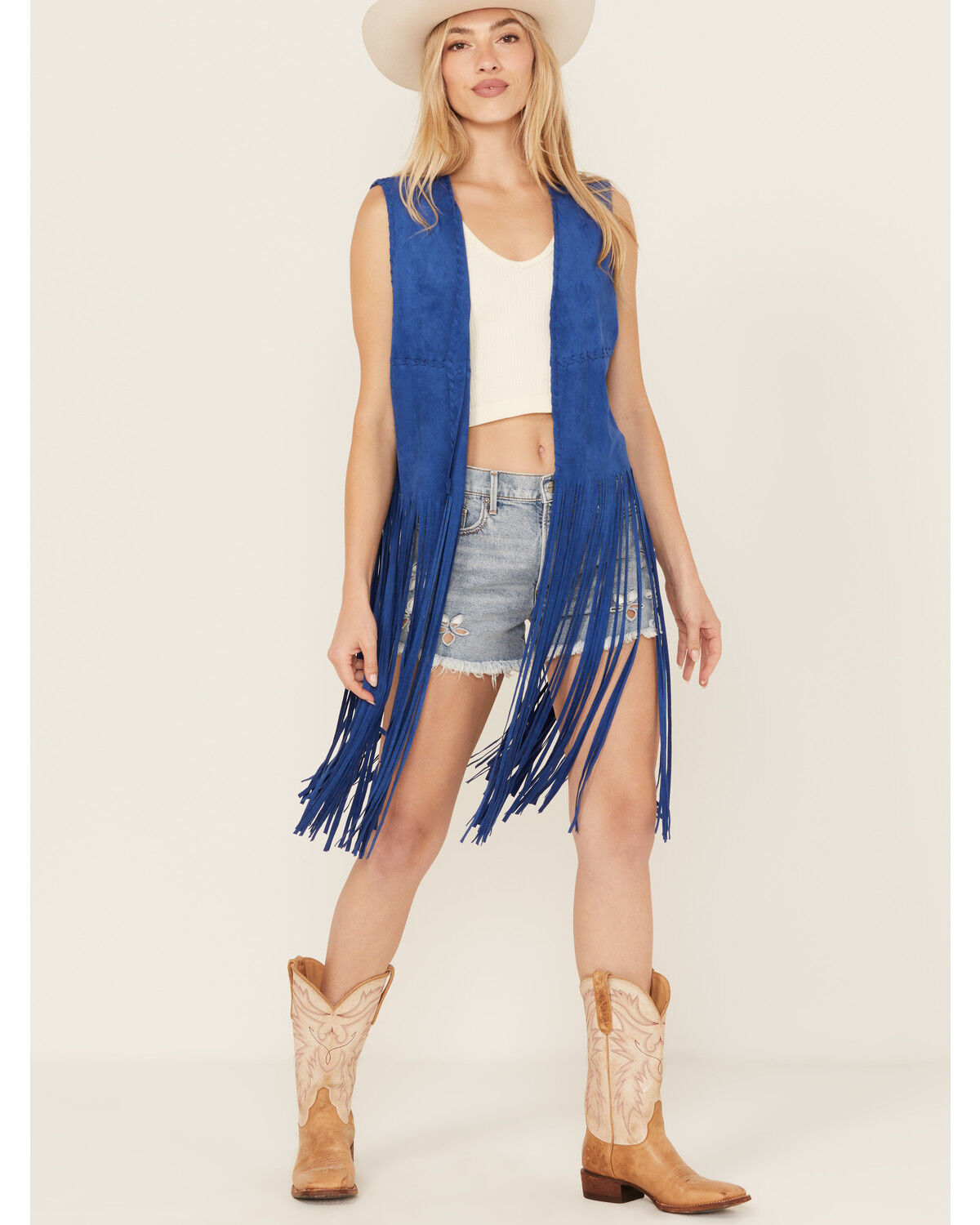 Fornia Women's Faux Suede Fringe Vest
