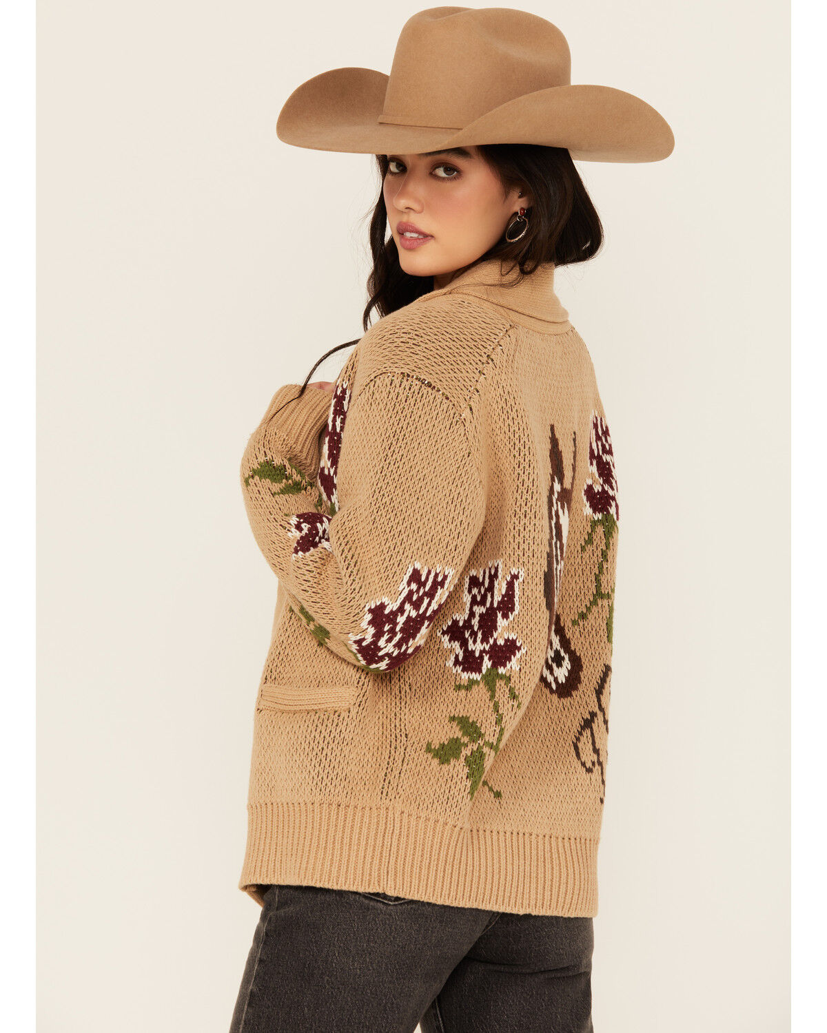 Tasha Pollizzi Women's Floral Horse Button-Down Sweater