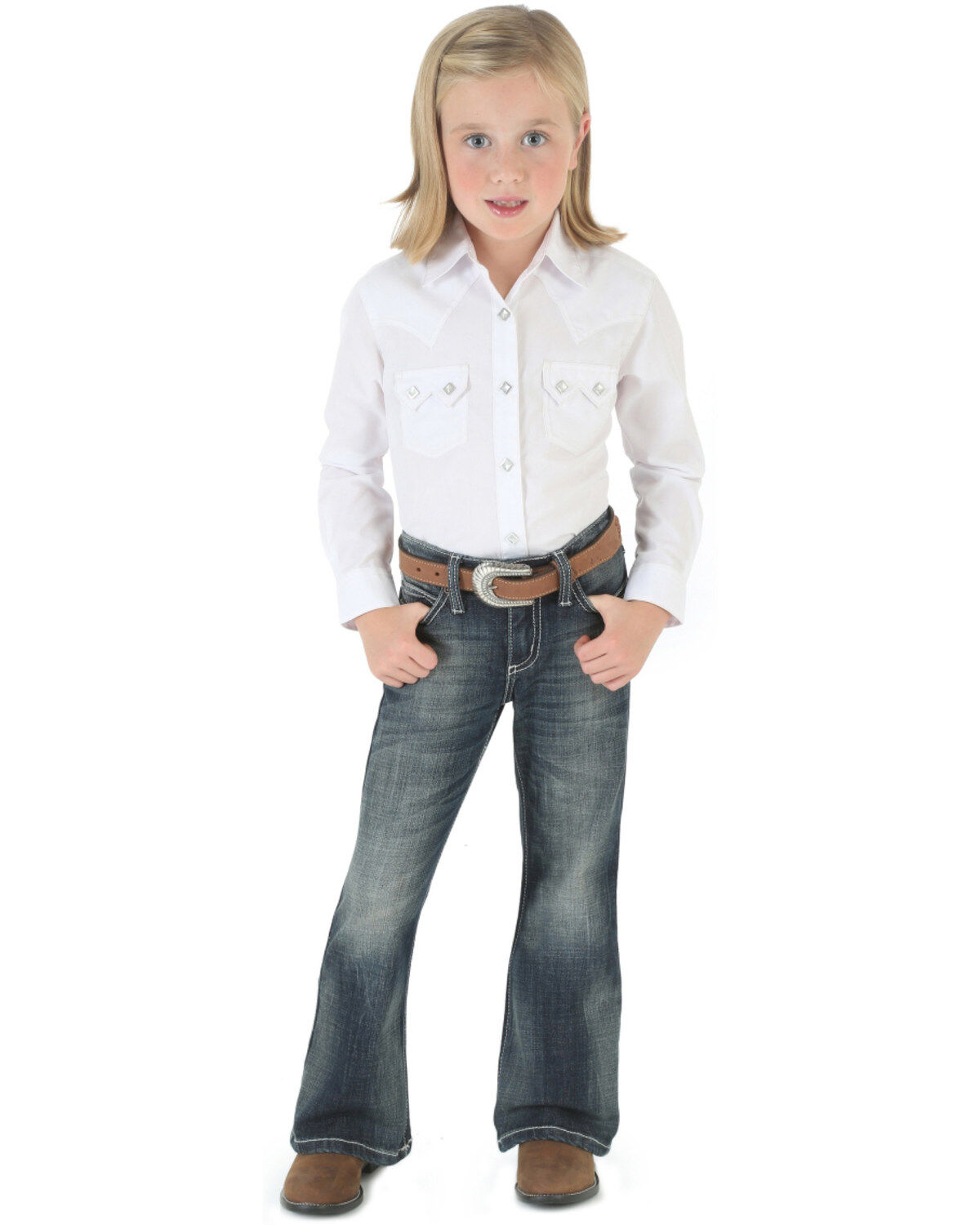 Wrangler Girls' Dark Wash Boot Cut Jeans