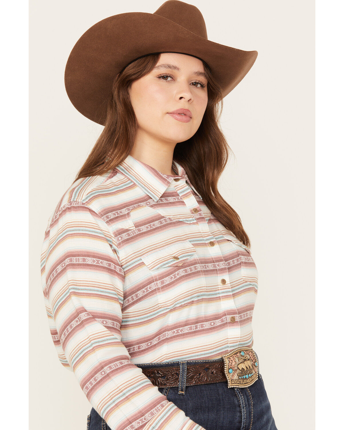 Ariat Women's R.E.A.L. Serape Jacquard Print Long Sleeve Snap Western Shirt - Plus