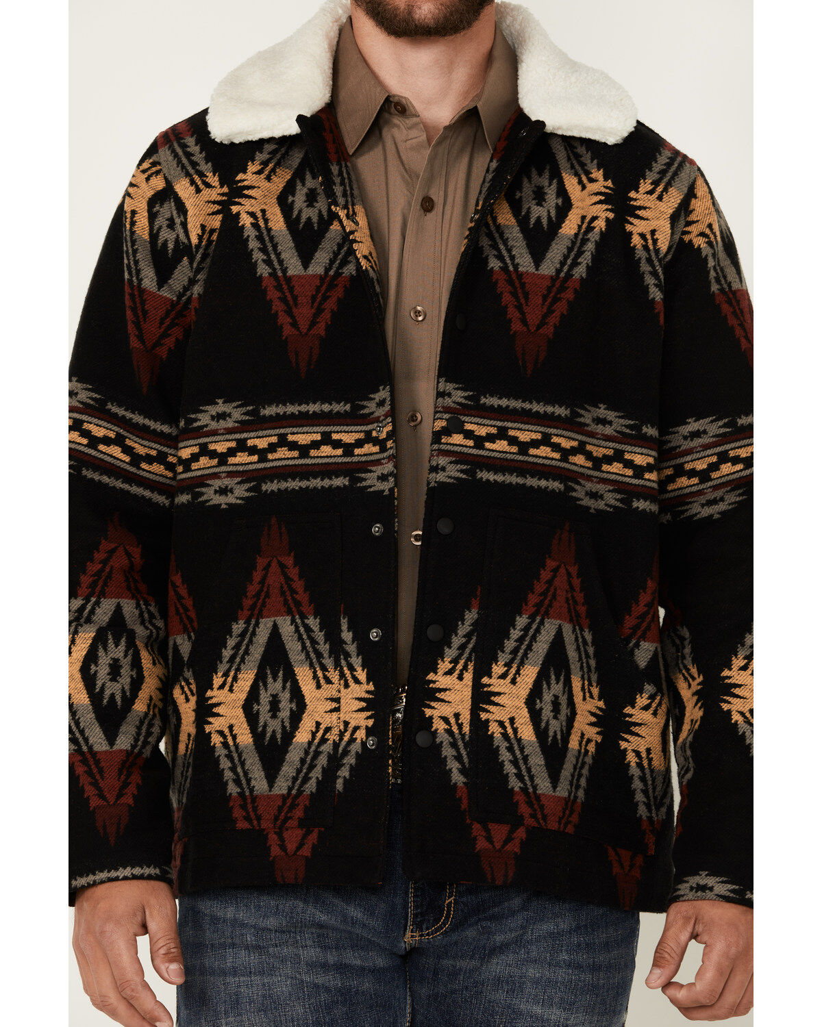 Rock & Roll Denim Men's Southwestern Print Snap Jacket