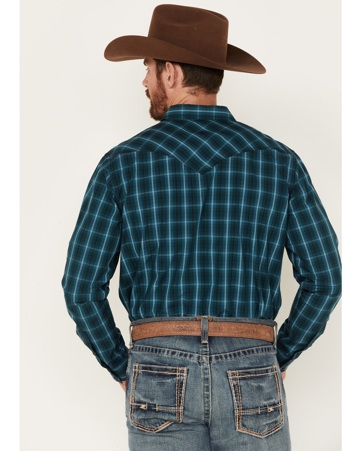 Moonshine Spirit Men's Bayou Plaid Print Long Sleeve Western Snap Shirt