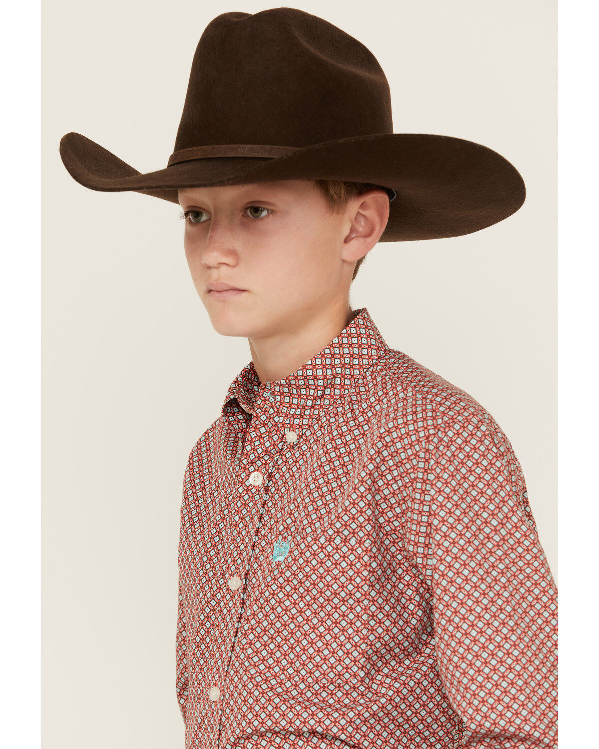 Cinch Boys' Geo Print Long Sleeve Button-Down Western Shirt