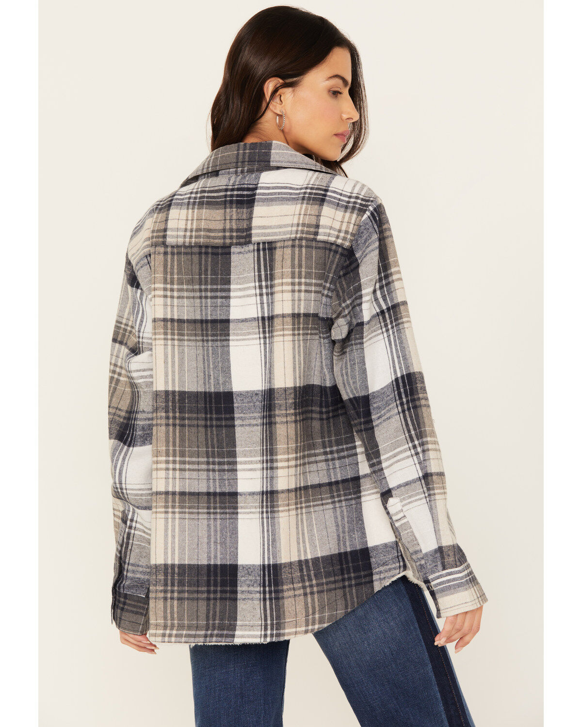 Pacific Teaze Women's Plaid Print Sherpa Lined Shacket